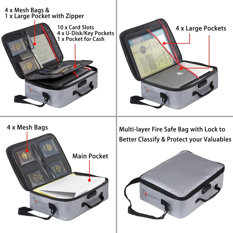 Roloway Fireproof Document Bag With Lock (17 X 11.8 X