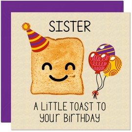 Sister Birthday Card - A Little Birthday Toast - Funny Birthday Cards for Sister Sis