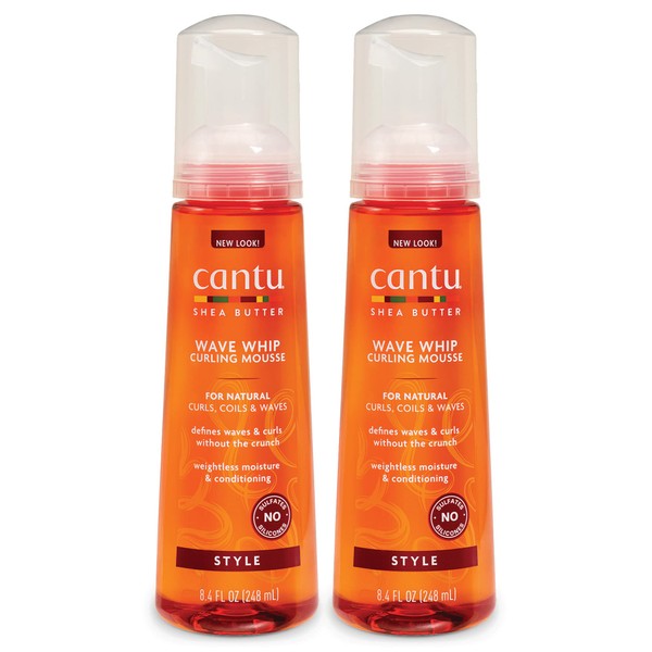Cantu Wave Whip Curling Mousse for Natural Hair with Pure Shea Butter, 8.4 fl oz (Pack of 2) (Packaging May Vary)