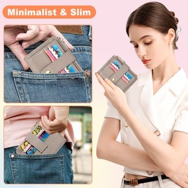 BTNEEU Credit Card Holder Women's Genuine Leather Wallet Women's Small RFID Protection Card Case with Coin Compartment Men's Wallet Mini Wallet Business Card Holder Slim Card Holder with 9 Card Slots,