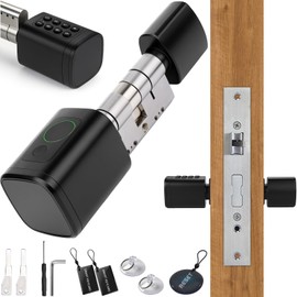 Electronic Door Lock Fingerprint - Smart Lock with Adjustable Lock Cylinder 60-90 mm, Front Door Lock with Fingerprint, Password, RFID, Bluetooth, Keys, Support App Remote Control