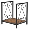 MyGift Firewood Rack Fireplace Log Holder, Modern Black Tone Metal
