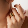 Dikixe Luxury Yellow GoldPlated Three-layer Inlaid Malachite Stone Rings for
