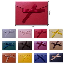 Plstod Pack of 12 Colourful Mini Envelopes with Ribbon, Colourful Envelopes Kraft Paper, Small Envelopes Mini for Party Gift Cards, Christmas, Wedding, 17.5 x 12.4 cm