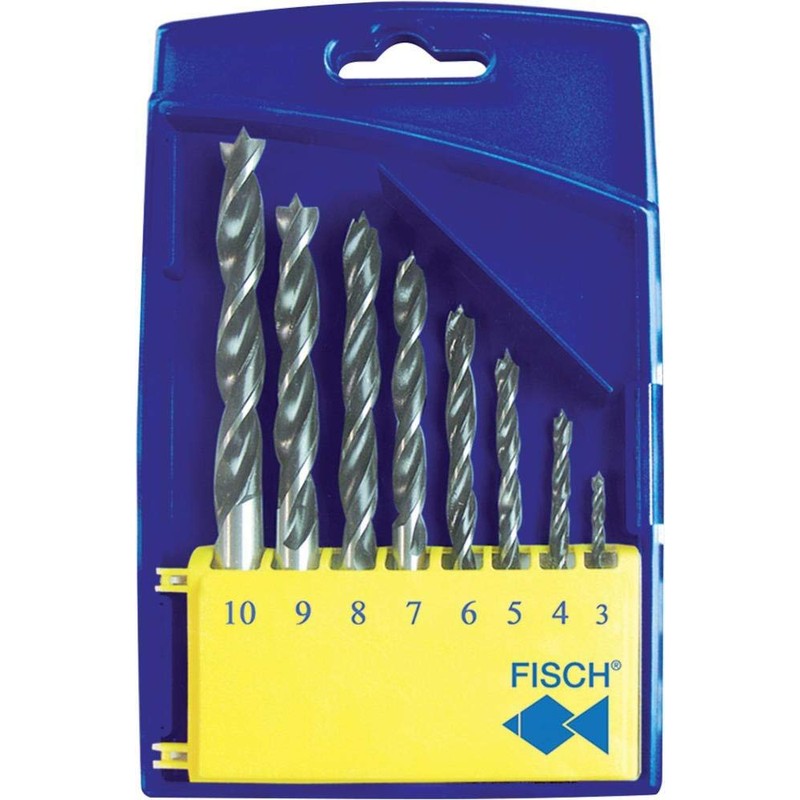 Fisch 01200008K Standard Wood Twist Drill Set in Plastic Box,