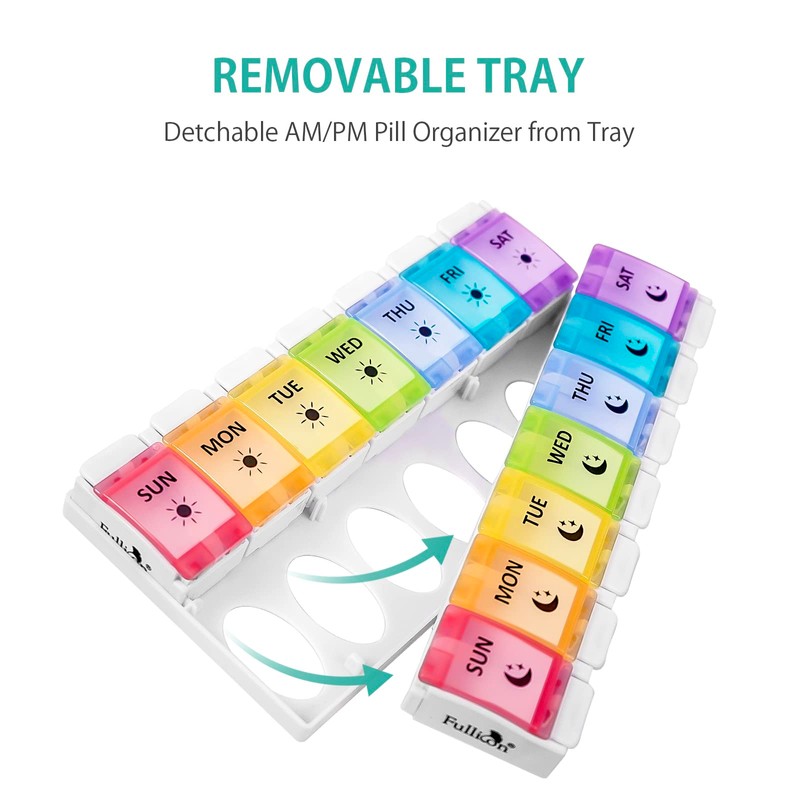 Fullicon Pill Organizer 2 Times a Day Large, Weekly Pill