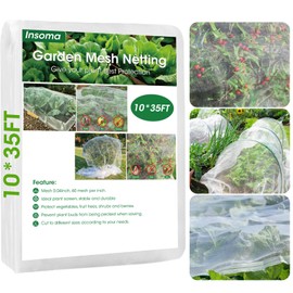 10x35Ft Garden Netting for Raised Bed, Insect Mesh Netting for Garden Protection Plant Mesh Cover for Vegetable Fruits Flowers Crops Greenhouse Pest Barrier Protect Garden Plant from Birds Bugs