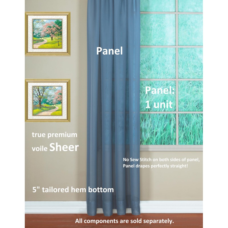 Today's Curtain Emelia Original Voile Panel 72", Wedge Blue, 60"