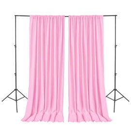 Hiasan Pink Backdrop Curtains for Parties, Polyester Photography Backdrop Drapes for Baby Shower, Wedding Decorations, 5ftx8ft, Set of 2 Panels