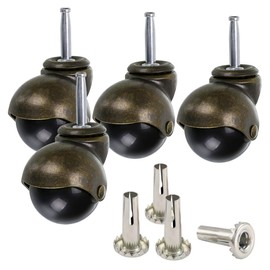 MDLUU 4 Pcs 2" Stem Casters, Antique Ball Caster Wheel with Insert Sockets Replacement for Sofa, Old Chair, Cabinet Furniture (Mounting Stem: 8mm x 38mm)