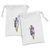 Lunarable Iris Flower Fabric Pouch Set of 2, Simplistic Illustration