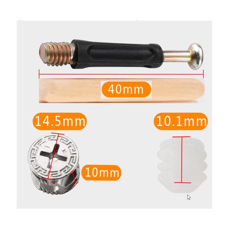 100-Pack 3-in-1 Furniture Connector Kit,Zinc Alloy Cam Lock with Nylon