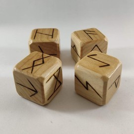 Wooden Runes Dice Set Oak with Carved Elder Furthark Alphabet Viking Runes for Divination and Healing (Oak)