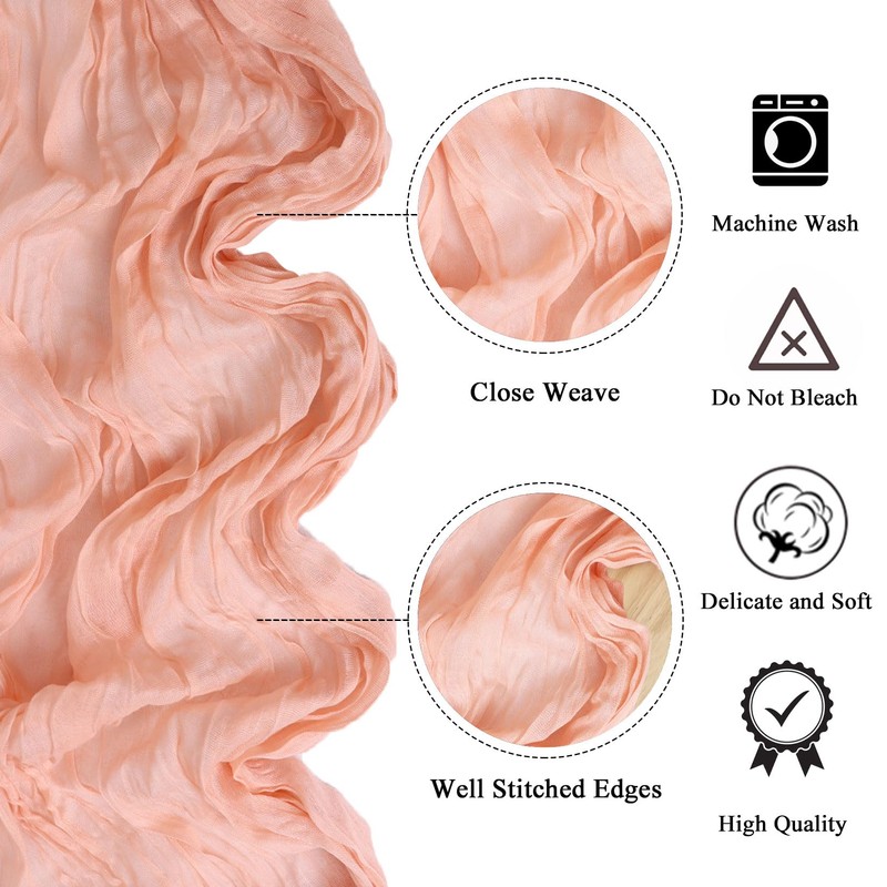 FANPROMS Peach Cheesecloth Table Runner Boho Wedding Cheese Cloth Table