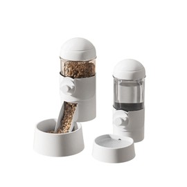 Pet Dog Cat Hanging Automatic Feeders Drinking Bowls, Auto Gravity Rabbits Feeder Water Set, Cage Pet Feeding Bowls Dispenser for Cats Dogs Puppy, Rabbit Hamsters Chinchilla Hedgehog (White-Water)