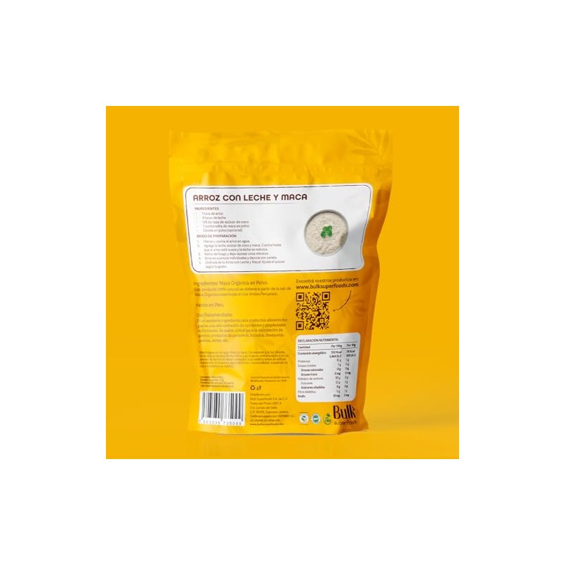 BULK SUPERFOODS Maca en Polvo 100% Natural Maca Amarilla Peruana