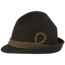 Breiter Original Men's Traditional Hat, Felt Hat, Hiking Hat, Pointed Head, 100% Wool, Narrow Brim & Wool Cord, Three Colours, black