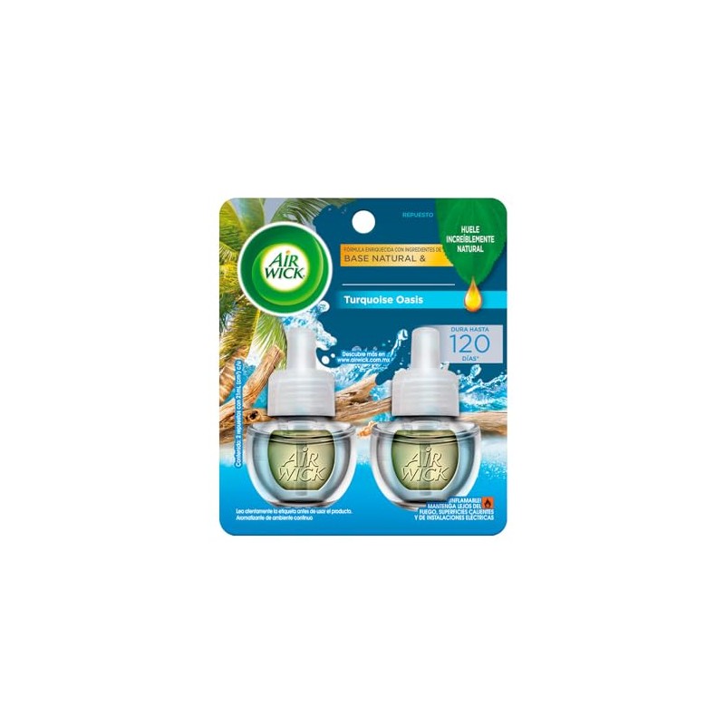 Air Wick Aromatizante de Ambiente Continuo, Turquoise Oasis, 2 Repuestos