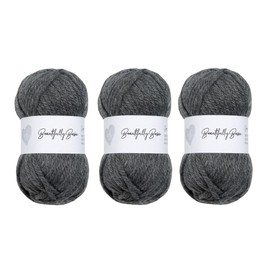 Wool Couture Beautifully Basic Chunky Yarn - 85% Premium Acrylic 15% Virgin Wool Bulky Weight Soft Blend – Easy to Use, Perfect for Beginners – 3 Pack of 100g Balls – Slate Grey