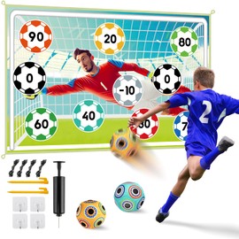 XAZASTOV Fußball Spielset für Kinder ab 3 4 5 6 7 8+ Jahren, Kinder Fußballspielzeug für Garten Indoor Outdoor mit 2 Klettbällen und Weich Flanell Fußballtore für Jungen Mädchen