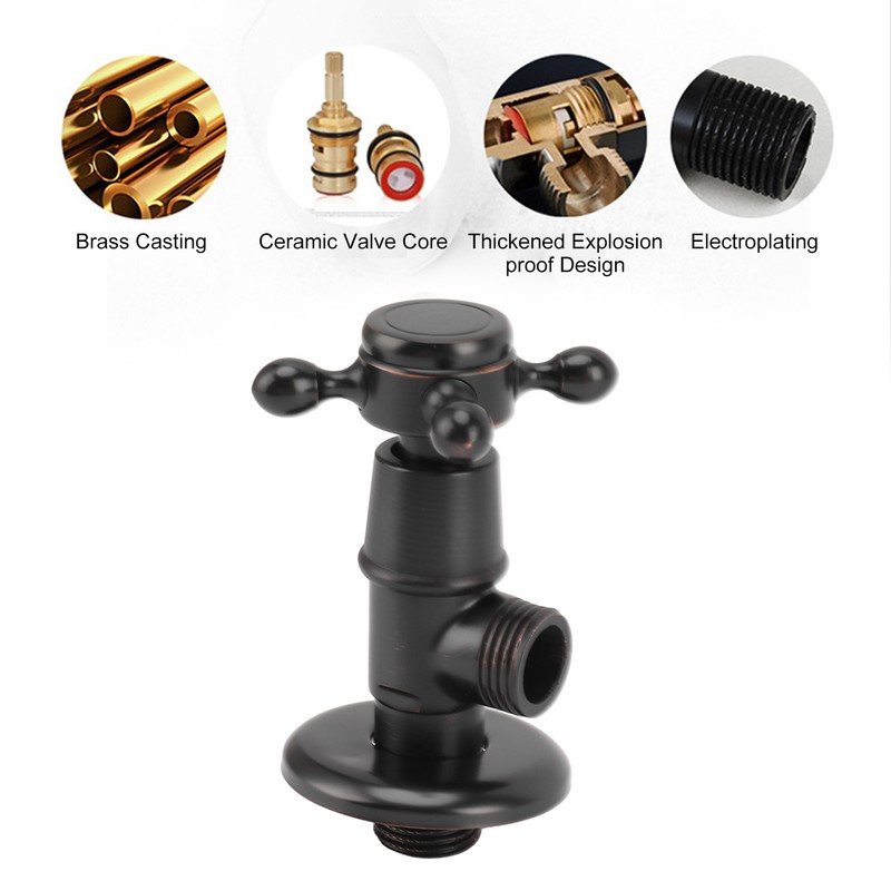 Solid Brass Angle Stop Valve Retro Thickened Cold Hot Triangle