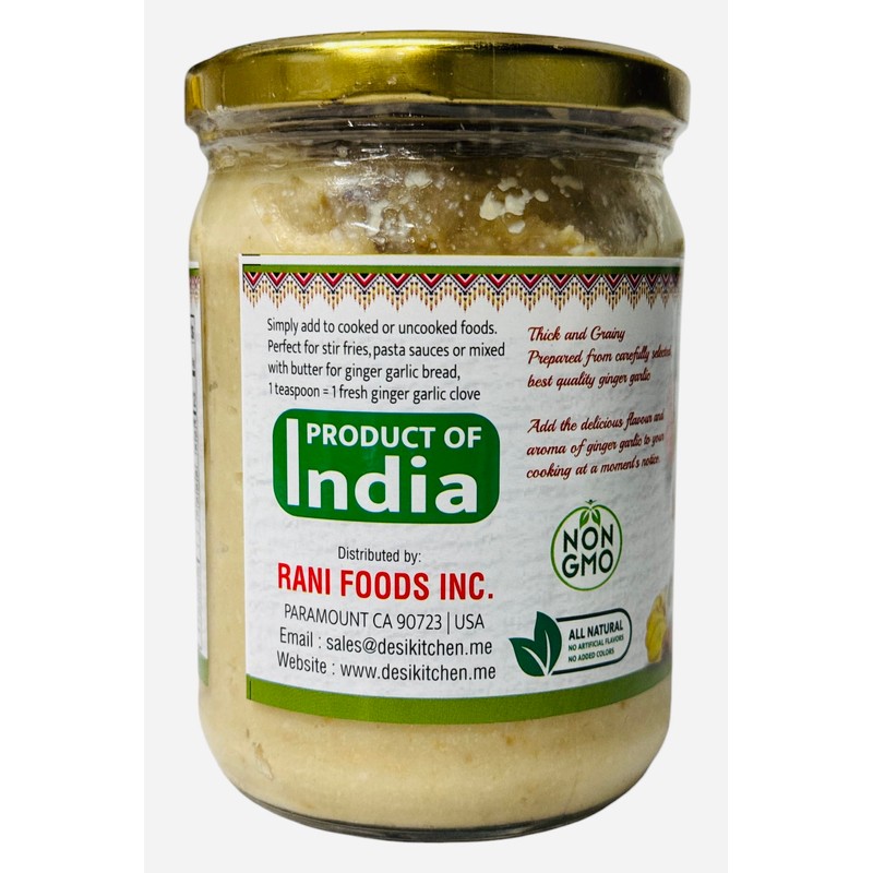 Desi Kitchen Ginger-Garlic Paste 500g (17.63oz) ~ All natural, NON-GMO,