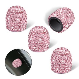 Rhinestone Decor Car Tire Valve Cap for Fall Gift, 4 Counts Tire Stem Valve Cap, Universal Tire Stem Caps for Cars, Motorcycles and Trucks, Girl Car Accessories, Car Gadgets:_Pink_one-size