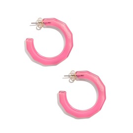ZENZII Colorful Resin Acrylic Textured Flat Hoop Earring for Women Girls, Resin, No Gemstone