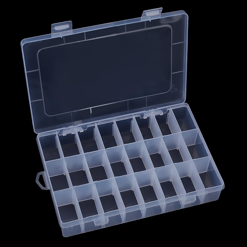 PONABEADIY 24 Compartments Bead Organizer with Removable Dividers Container Rectangle