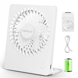 TriPole Mini Portable Desk Fan Rechargeable Ultra Quiet Small Fan 4.5 Inch Personal Travel Fan with 180° Tilt Folding and 3 Speeds Adjustable for Office Desktop Bedroom White