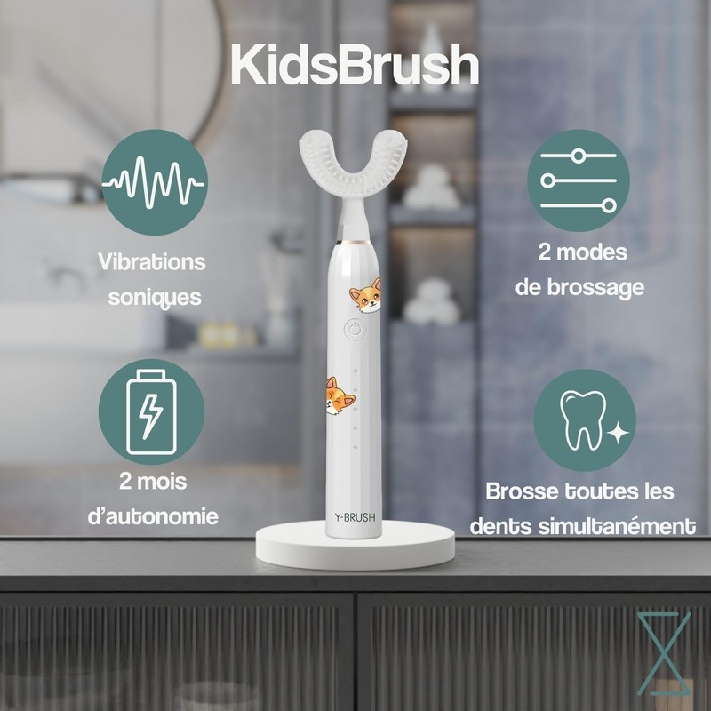 Y-Brush KidsBrush Elektrische Schallzahnbürste für Kinder, 2 Monate Akkulaufzeit