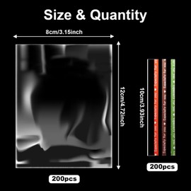 FINEASY Transparent Candy Bags, Cellophane Bags, Small with Metallic Ties, Candy Bar Bags, Cellophane Bags for Children's Birthday Party Bags, Party Bags, Party Favours (8 x 12, 200 Pieces)