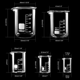 Beekeg Measuring Cups Small 5 ml + 10 ml + 25 ml + 50 ml + 100 ml Sets for Laboratory Measuring Cups