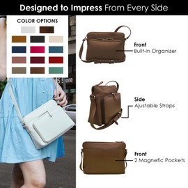 ili New York Genuine Leather Crossbody Bags for Women - Premium RFID Blocking Shoulder Bag Organizer with Adjustable Strap