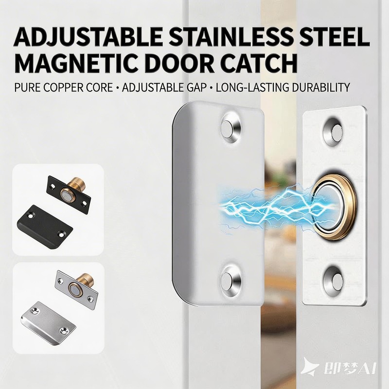 Elfthloo Adjustable Magnetic Door Ball Catch Silver, 2 Pack