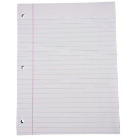 School Smart - 85285 3-Hole Punched Filler Paper w/ Red Margin, 8 x 10-1/2 Inches, Wide Ruled, 200 Sheets
