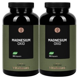Vitabaum Magnesium Oxide - 667 mg, of which 400 mg Elementary Magnesium per Capsule - High Dose - Vegan, Gluten Free, Lactose Free - 2 x 365 Capsules