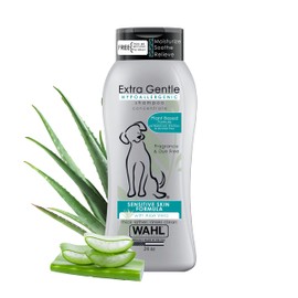 Wahl USA Extra Gentle Hypoallergenic Dog Shampoo – Aloe Based for Sensitive Skin - pH Balanced, Alcohol Free, Paraben Free, PEG-80 Free Formula - Fragrance and Dye Free, 24 Oz – Model 3025811
