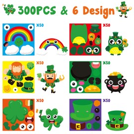 Haooryx 300pcs Make a St.Patrock’s Day DIY Scene Sticker Roll, Make Your Own Shamrock Leprechaun Green Hat Sticker Decals Mix and Match St.Partrock’s Day Sticker for Kids Party Favor Supplies