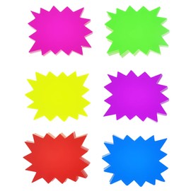 2.8x3.5Inch Neon Signs - 300 pcs 6 Assorted Bright Color, Burst Star Cutouts for Retail & Garage/Yard Sales Supplies - Price Tags & Poster Board Decorations