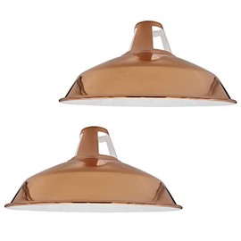 Retro Modern Metal Lamp Shades Ceiling Light Shades, Easy Fit Lampshades, for Vintage Industrial Pendant Lights Bedroom, Kitchen, Bathroom Antique Shade (Rose Gold Barn - 2 Pack)
