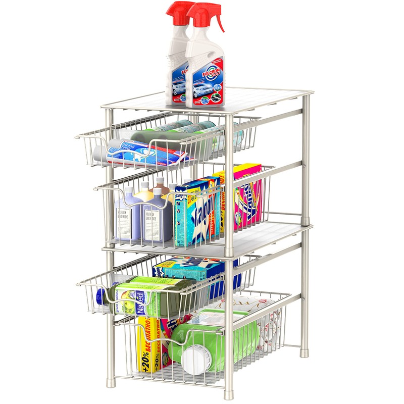 Simple Houseware Stackable 2 Tier Basket Drawer, White