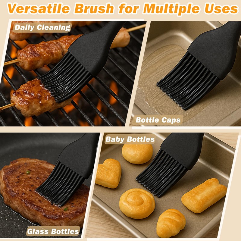Silicone Basting and Pastry Brush Set, 2-Piece Heat-Resistant Brushes with