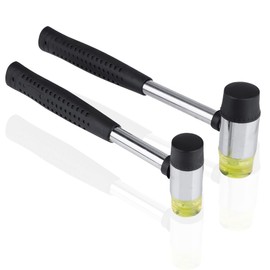 ANKROYU Rubber Mallet, 2 Double Head Plastic Rubber Mallets, Double-Sided Soft Hammer, Rubber Mallet, Double-Sided Hammer with Hard and Soft Heads and Non-Slip Rubber Handles (25 mm + 30 mm)