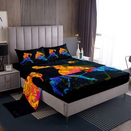 Feelyou Ice Hockey Game Sheets Set Competieive Puck Bedding Set for Kids Bed Sheet Set Red Light Players Sheets with Deep Pocket Fitted Sheet Blud Hockey Room Decor 3Pcs with 1 Pillow Case Twin Size