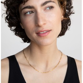 day.berlin Filigree Link Necklace Neo 18 K Gold-Plated 40 cm + 5 cm Variable Length, Simple Link Chain for Women, Chain Made of 316L Stainless Steel, Nickel-Free and Waterproof, Stainless Steel, No