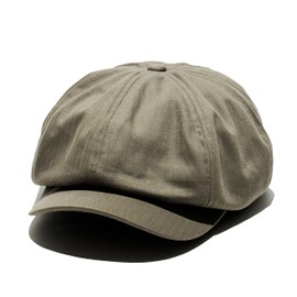Wrechatter Special Order, Large Size, Adult Newsboy Cap, Herringbone, Cotton, 2-Way, Size Adjustable, Small Face Effect, XL, Vintage Khaki