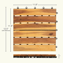 USA Local Stock Acacia Wood Interlocking Decking Tiles for Outdoor Patio Flooring 1 Box = 27 Pcs = 27 Sq ftColor: color2, Thickness: 25mm