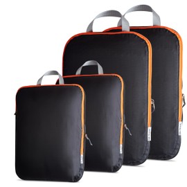 OW-Travel Easy to Organise Compression Packing Cubes for Suitcases. 2 Medium 2 Large Travel Cubes for Travel Bag Backpack Luggage. Travel Accessories Gifts Holiday Essentials. 4Pcs Black