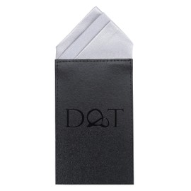 DQT Mens Plain Satin Pre-Folded One Peak Pocket Square Handkerchief - Silver